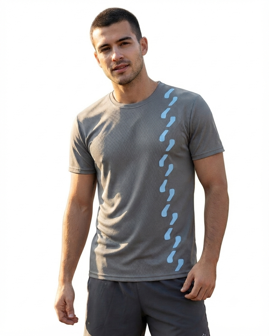 Graphic Printed Tee – Grey Commas